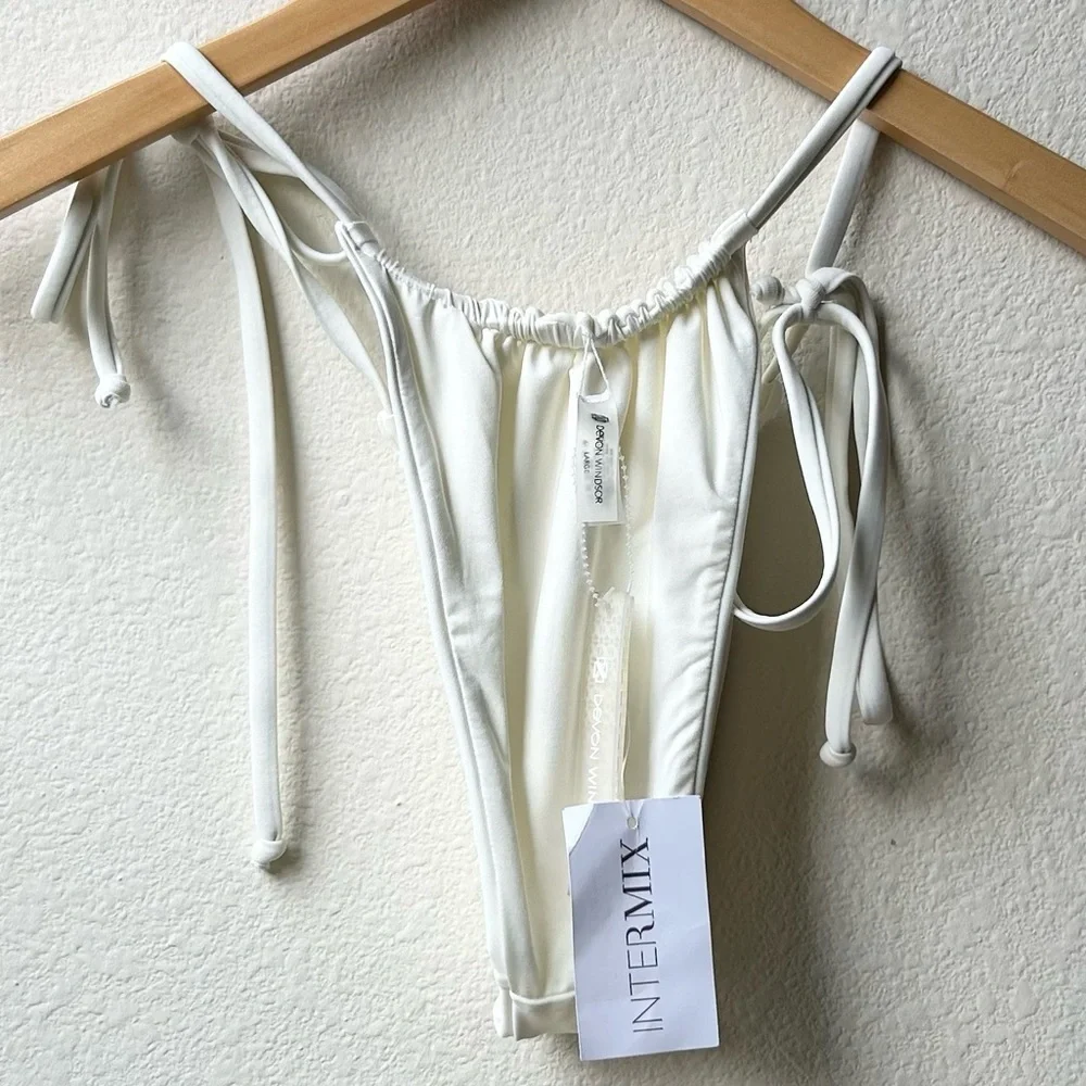 NWT DEVON WINDSOR White Hannah Tie Bikini Bottoms Sz L